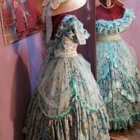 costume carnevale  donna 1800 verde acqua