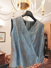 Camicia cotone in lamé colore argento 