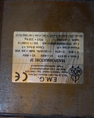 trasformatore trifase 60kva 400v