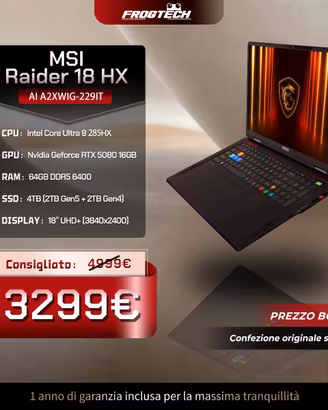Notebook Gaming MSI Raider 18 AI A2XWIG-229IT