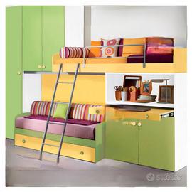 Cameretta 3 posti letto + scalini contenitori