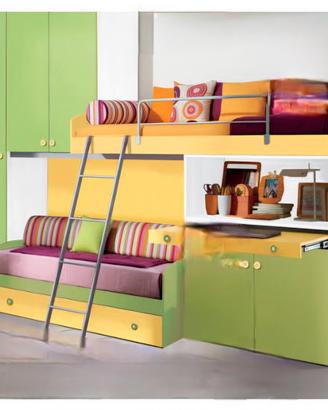 Cameretta 3 posti letto + scalini contenitori
