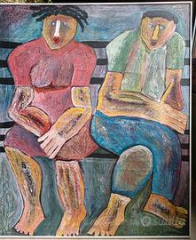 Dipinto contemporaneo, Amanti, LOMAZU