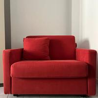 Poltrona letto singolo design rossa
