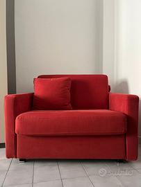 Poltrona letto singolo design rossa