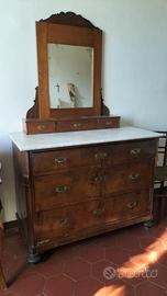 Comò Antico con Marmo e Specchiera - Inizio '900