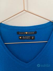 Pullover scollo a V blu elettrico