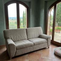 Divano letto 3 posti in tessuto beige/tortora