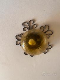 Plafoniera vetro e ferro battuto