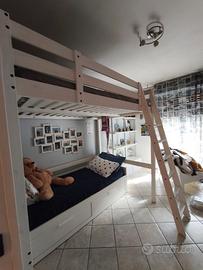 letto castello Ikea + letto allungabile Ikea +libr