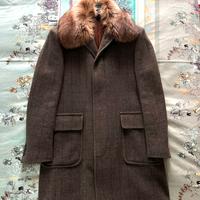 Cappotto misto cachemire con collo in pelliccia