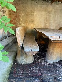Tavolo e panche legno massiccio