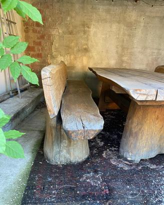 Tavolo e panche legno massiccio