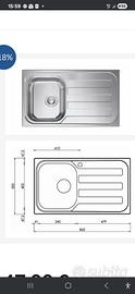 lavello SX acciaio inox  80x60