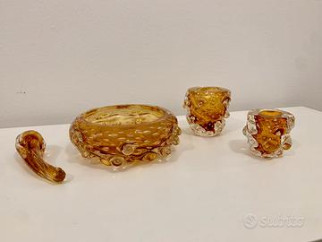 Set in vetro di Murano ambrato anni 40