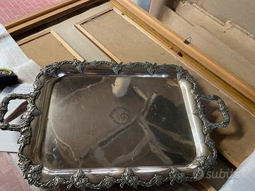 Grande vassoio guantiera metallo argentato