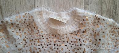 maglia in lana calda con pailletes dorate 