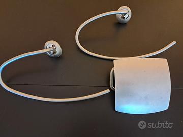 Porta asciugamani e porta rotolo acciaio satinato 