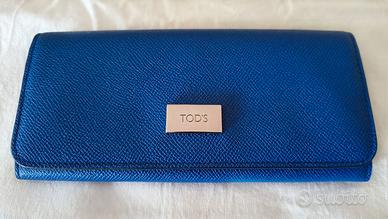 TOD'S PORTAFOGLIO Originale 100% NUOVO Pelle Blu