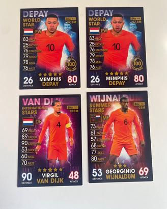 Lotto 4 Carte Match Attax Olanda