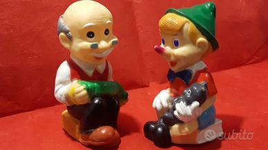 Geppetto e Pinocchio pupazzi in gomma vintage