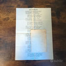 Documento 1945 poesia Sulla tomba del Duce velina