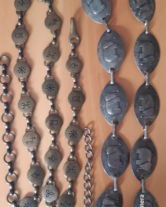 Set 2 cinture metalliche bronzo e argento