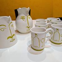 set tazze e brocche per vino acqua in ceramica