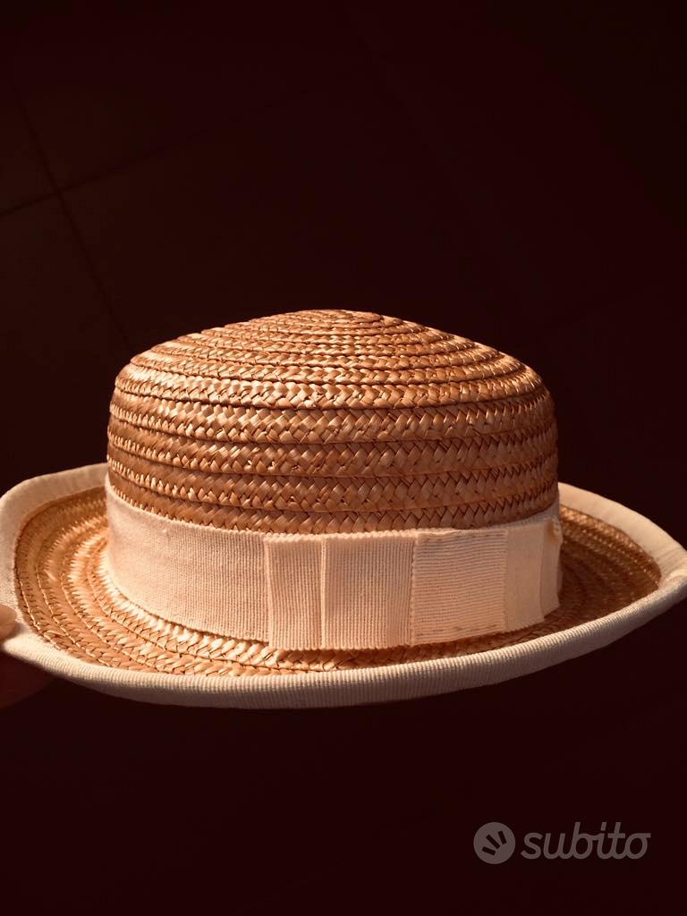 Set di cappello di paglia e piccola borsa: cappello di paglia per bambini, con decorazione floreale, per i viaggi, all'aperto, estivo, con sottogola, cappello da sole, traspirante, borsa a tracolla