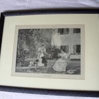 Antica illustrazione originale fine 800 in cornice