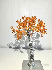 Albero fatto a mano in ferro con filo e perline