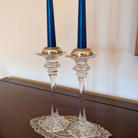 Coppia Portacandele Cristallo con Bordo Dorato