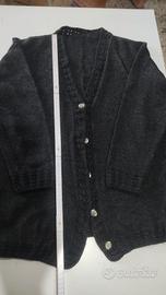 CARDIGAN VINTAGE IN LANA FATTO A MANO AI FERRI GRI