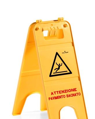 Segnale di avviso per pavimenti bagnati.