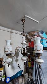 Lampadario vintage in ceramica decorata