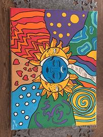 Quadro originale “Sole e Luna Psichedelico”