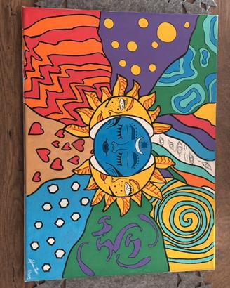 Quadro originale “Sole e Luna Psichedelico”