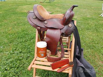 Sella Western in cuoio per pony 