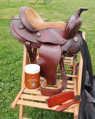 Sella Western in cuoio per pony 