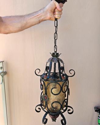 lampadario sospensione a lanterna in ferro battuto