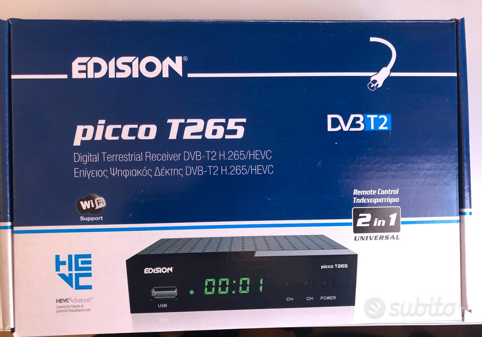 Decoder dvb-t2 hd edision picco t265 pro ricevitore digitale
