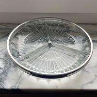 Piatto a scomparti vintage vetro bordo argentato
