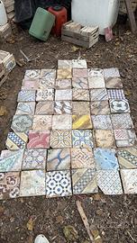 Antiche mattonelle riggiole lotto 50 pezzi