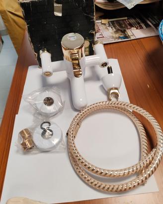 miscelatore vasca estro Mamoli bianco oro nuovo
