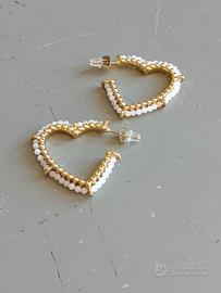 Orecchini Acciaio Dorato Bigiotteria Con Cuore