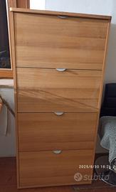 scarpiera legno alta stretta a parete calligaris