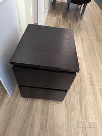 Comodino Cassettiera - 2 cassetti, marrone-nero, 4