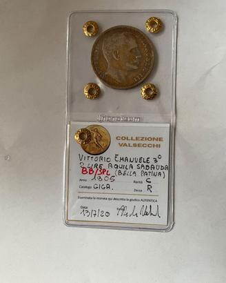 2 Lire 1905 Aquila Sabauda Argento BB/SPL Valsecch