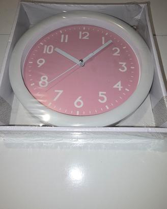 Orologio tondo bianco e rosa 