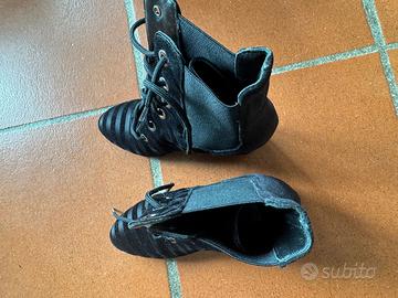 Stivaletti neri a righe con tacco largo – n. 37